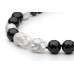 Semi-precious necklace: onyx, pearl, kasumi like pearl — rhodium plated silver 925