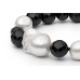 Semi-precious stones bracelet: onyx, pearl, kasumi like pearl — rhodium plated silver 925