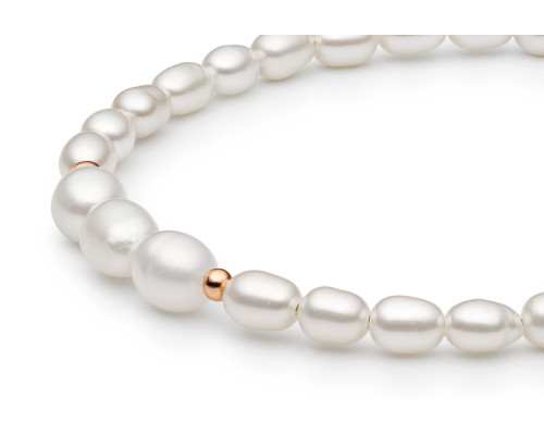 Pearl bracelet: freshwater, white, rice, 3.5-4 мм — 14K rose gold plated 925 sterling silver