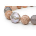 Semi-precious stones bracelet: nephrite, moonstone, kasumi like pearl — rhodium plated silver 925