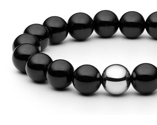 Semi-precious stones bracelet: onyx — rhodium plated silver 925