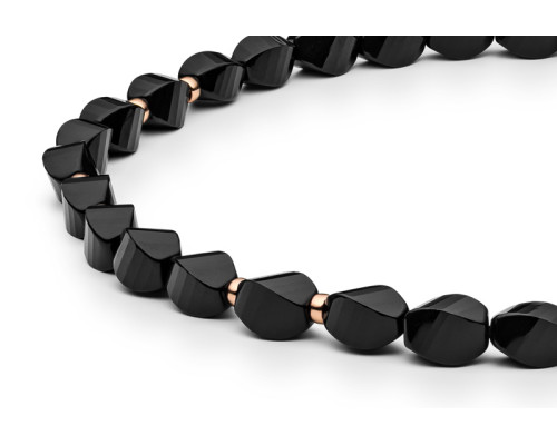 Semi-precious necklace: onyx — 14K rose gold plated 925 sterling silver