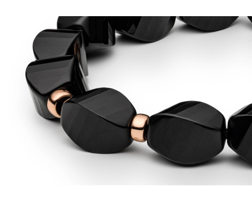 Semi-precious stones bracelet: onyx — 14K rose gold plated 925 sterling silver