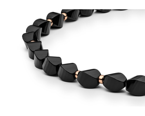 Semi-precious necklace: onyx — 14K rose gold plated 925 sterling silver