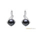 Stud earrings with pearls: black, 8.5-9.0 мм — rhodium plated silver 925