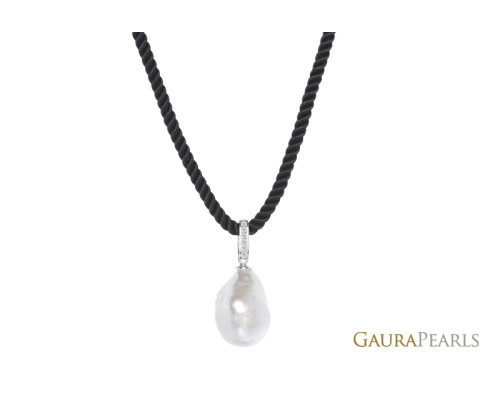 Collierkette mit Perlen: weiß, 13.0-14.0 мм — rhodiniertes Silber 925