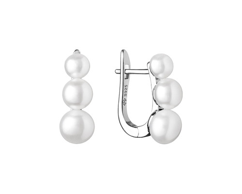 Ohrringe mit englischem Verschluss mit Perlen: Süßwasser, weiß, 5.0-7.5 мм — rhodiniertes Silber 925