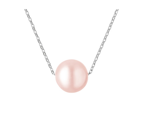 Pendant necklace with pearls: freshwater, lavender, round, 8.0-9.5 мм — rhodium plated silver 925