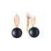 Ohrstecker mit Perlen: schwarz, 8.5-9.0 мм — 14K Rosegold plattiert 925er Silber
