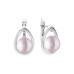 Latch back earrings with pearls: freshwater, lavender, 9.0-9.5 мм — rhodium plated silver 925