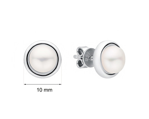 Ohrstecker mit Perlen: weiß, 6.5-7.0 мм — rhodiniertes Silber 925