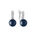 Latch back earrings with pearls: black, 9.0-9.5 мм — rhodium plated silver 925