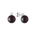 Stud earrings with pearls: freshwater, black, 9.0-9.5 мм — rhodium plated silver 925