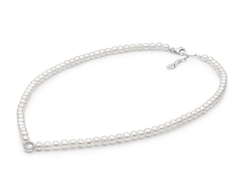 Biserna ogrlica: slatkovodno, bijela, 4.0-4.5 мм — rodinirano srebro 925
