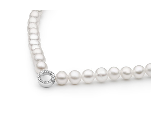 Biserna ogrlica: slatkovodno, bijela, 4.0-4.5 мм — rodinirano srebro 925