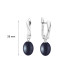 Latch back earrings with pearls: freshwater, black, 8.5-9.0 мм — rhodium plated silver 925