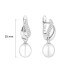 Latch back earrings with pearls: freshwater, white, 8.0-8.5 мм — rhodium plated silver 925