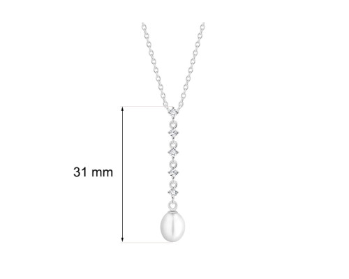 Collierkette mit Perlen: Süßwasser, weiß, 6.0-6.5 мм — rhodiniertes Silber 925