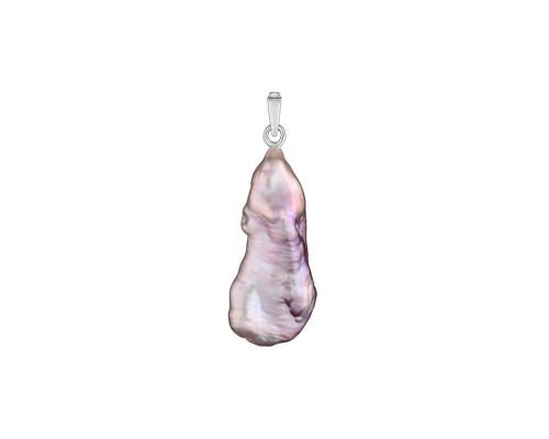 Pendant without chain with pearls: freshwater, lavender — rhodium plated silver 925