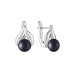 Latch back earrings with pearls: freshwater, black, 7.0-7.5 мм — rhodium plated silver 925