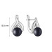 Latch back earrings with pearls: freshwater, black, 7.0-7.5 мм — rhodium plated silver 925