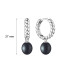 Latch back earrings with pearls: freshwater, black, 8.0-8.5 мм — rhodium plated silver 925