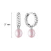 Latch back earrings with pearls: freshwater, lavender, 8.0-8.5 мм — rhodium plated silver 925