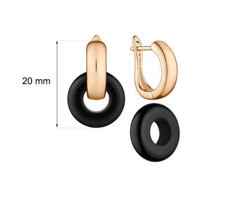 Semi-precious earrings: onyx — 14K rose gold plated 925 sterling silver
