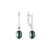 Latch back earrings with pearls: freshwater, black, 8.0-8.5 мм — rhodium plated silver 925