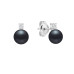 Stud earrings with pearls: freshwater, black, round, 6.0-6.5 мм — rhodium plated silver 925