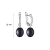 Latch back earrings with pearls: freshwater, black, 8.5-9.0 мм — rhodium plated silver 925