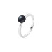 Ring with pearls: freshwater, black, semi-round, 6.0-6.0 мм — rhodium plated silver 925