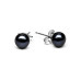 Stud earrings with pearls: freshwater, black, 6.5-7.0 мм — rhodium plated silver 925