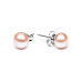 Stud earrings with pearls: freshwater, pink, 6.5-7.0 мм — rhodium plated silver 925