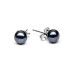 Stud earrings with pearls: freshwater, black, 6.5-7.0 мм — rhodium plated silver 925