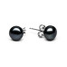 Stud earrings with pearls: freshwater, black, 7.5-8.0 мм — rhodium plated silver 925