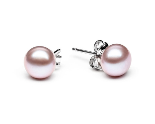 Naušnice s nitom sa biserom: slatkovodno, boja lavande, 7.5-8.0 мм — rodinirano srebro 925