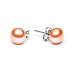 Stud earrings with pearls: freshwater, pink, 7.5-8.0 мм — rhodium plated silver 925