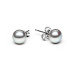 Stud earrings with pearls: freshwater, gray, 7.5-8.0 мм — rhodium plated silver 925