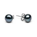 Stud earrings with pearls: freshwater, black, 7.5-8.0 мм — rhodium plated silver 925