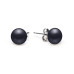 Stud earrings with pearls: freshwater, black, 8.5-9.0 мм — rhodium plated silver 925