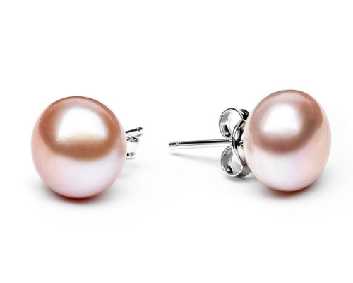 Naušnice s nitom sa biserom: slatkovodno, boja lavande, 9.5-10.0 мм — rodinirano srebro 925