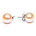 Stud earrings with pearls: freshwater, pink, 9.5-10.0 мм — rhodium plated silver 925