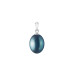 Pendant without chain with pearls: freshwater, black, rice, 8.0-9.0 мм — rhodium plated silver 925