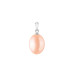 Pendant without chain with pearls: freshwater, pink, rice, 9.0-10.0 мм — rhodium plated silver 925