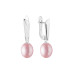 Latch back earrings with pearls: freshwater, lavender, rice, 8.0-8.5 мм — rhodium plated silver 925