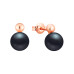 Stud earrings with pearls: freshwater, black, semi-round, 8.0-8.5 мм — 14K rose gold plated 925 sterling silver