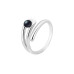 Ring with pearls: freshwater, black, semi-round, 3.5-4.0 мм — rhodium plated silver 925
