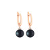 Latch back earrings with pearls: freshwater, black, semi-round, 9.0-9.5 мм — 14K rose gold plated 925 sterling silver