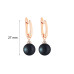 Latch back earrings with pearls: freshwater, black, semi-round, 9.0-9.5 мм — 14K rose gold plated 925 sterling silver